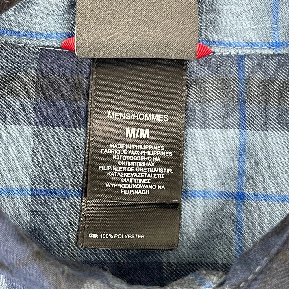 The North Face Flannel Shirt Men's Medium Blue Plaid Button Up Long Sleeves